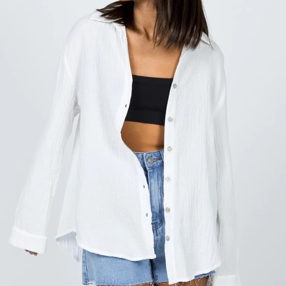 Princess Polly Tops - Princess Polly - MAHALIA SHIRT WHITE